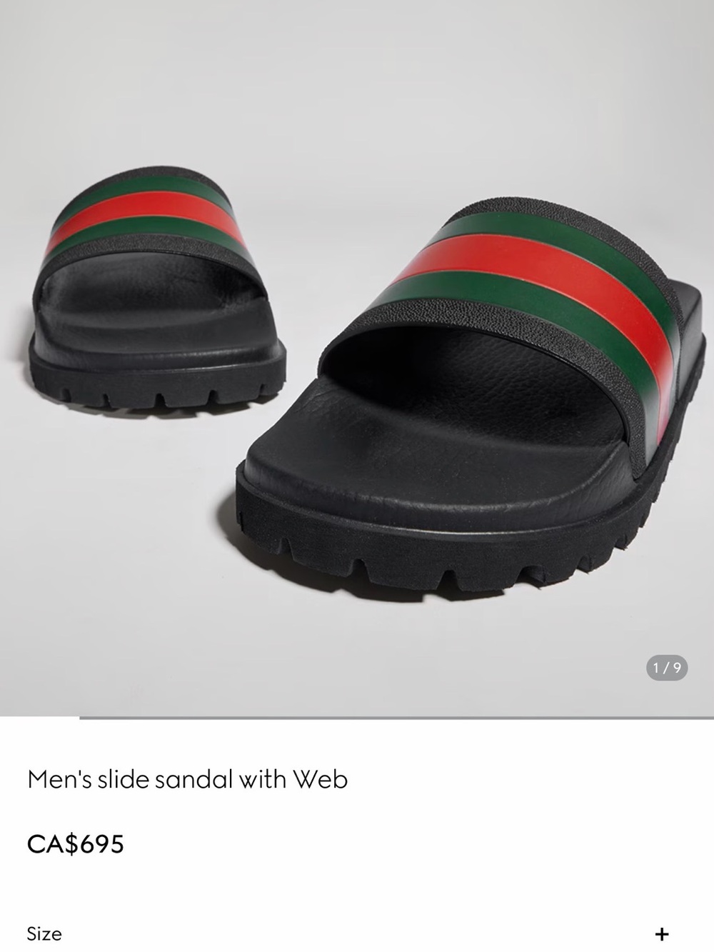 Gucci Black Slide with Red and Green Web Stripe